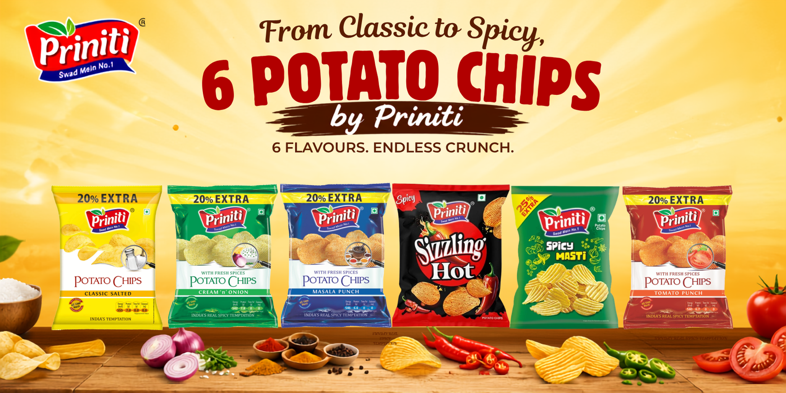 From Classic to Spicy: 6 Potato Chips by Priniti